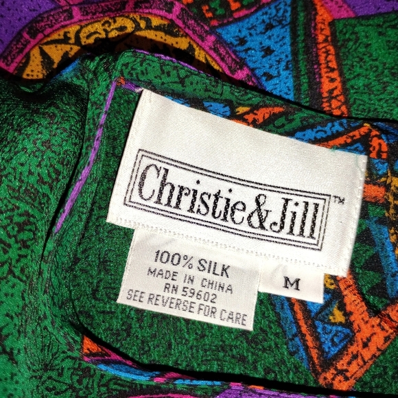 VINTAGE COLOR RICH SILK BLOUSE - Picture 6 of 9